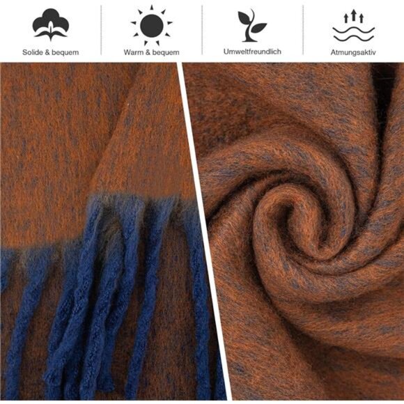 Chunky Scarf Fluffy Warps for Women Camel Blue - Picture 6 of 7